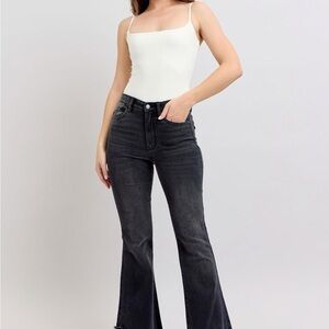 Women's Judy Blue Black Flare Jeans(Freckled Poppy fall 2025)
